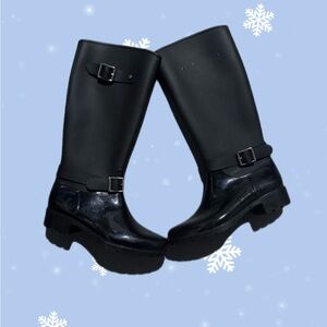 Stylish Black Knee-High Rain Boots